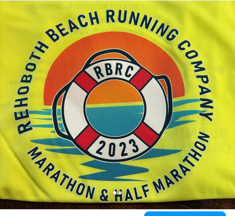 2023 Rehoboth Marathon & Half Marathon women's race shirt